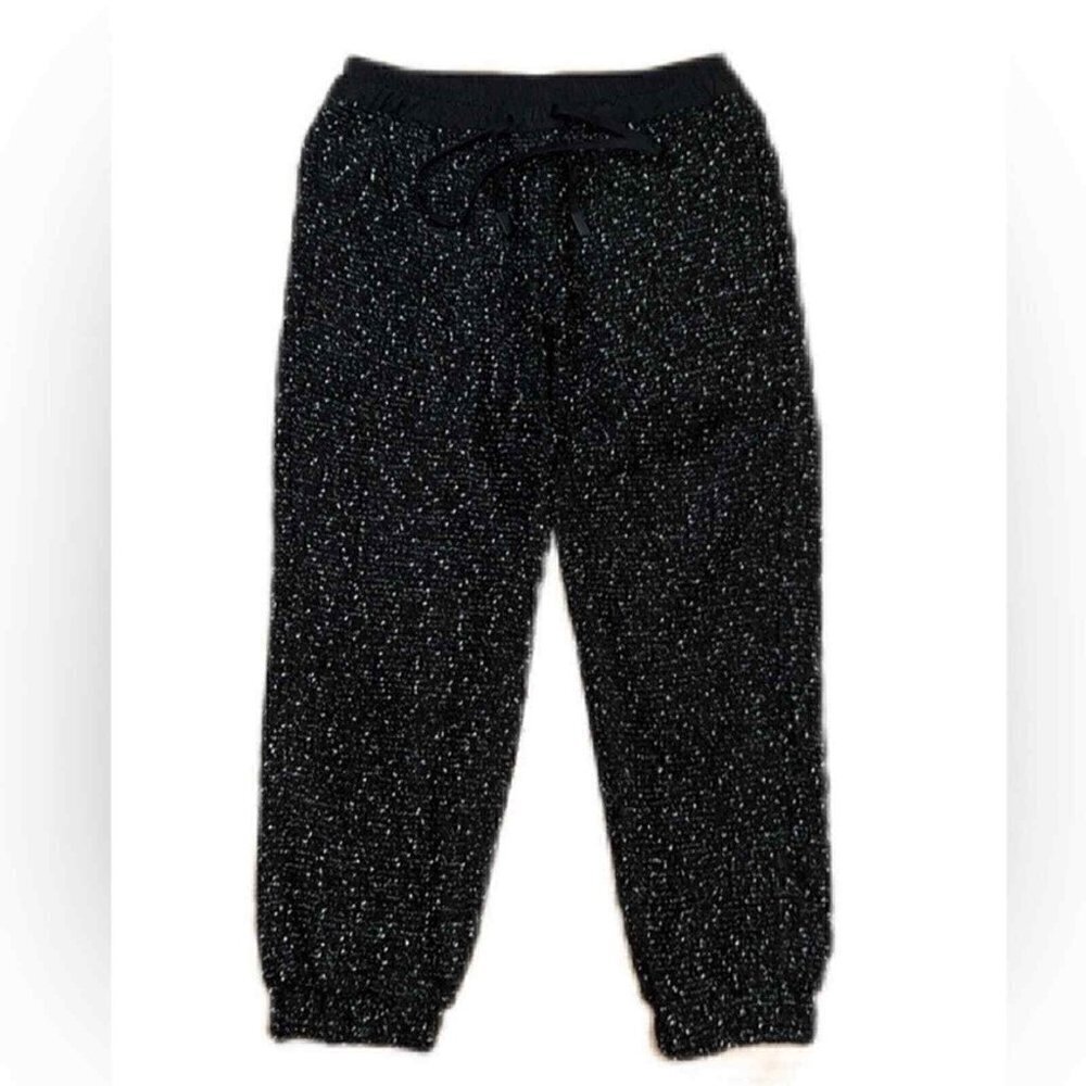 New Zara Tweed Textured Pull-On Black Jogger Pants Blogger Favorite NWT Medium